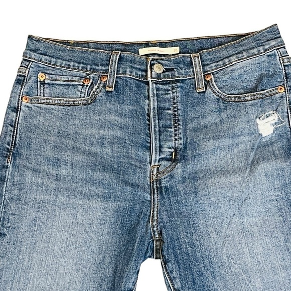 Levi Wedgie Fit Skinny Womens Raw Hem Button Fly Jeans. Blue Size 31. #797 - Picture 4 of 9